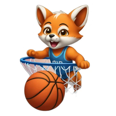 baby fox dunking a basketball sticker