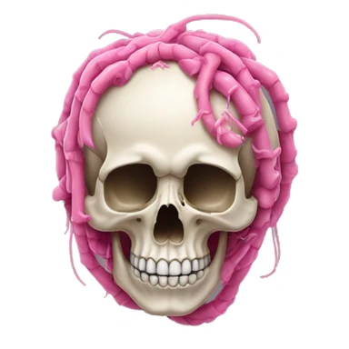 Skull with pink worms on top sticker