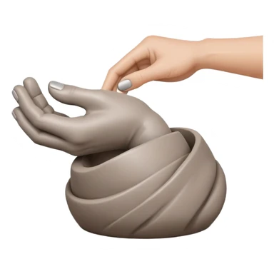 single hand with curved fingers hugging the side of a clay blob on a silver pottery wheel sticker