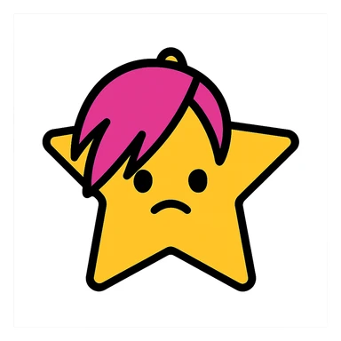 color outline icon of a star with side bangs and emo style sticker