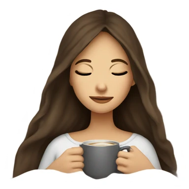 girl brunette inside a blanket sipping coffee eyes closed sticker