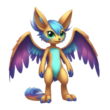 Anthro Sona Cool Edgy Cute Colorful Shy Winged Shiny Fakemon-Fantasy-Creature Full Body sticker
