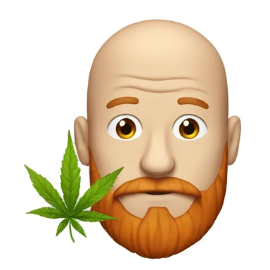 Emoji weed smoker with bald head and red beard sticker