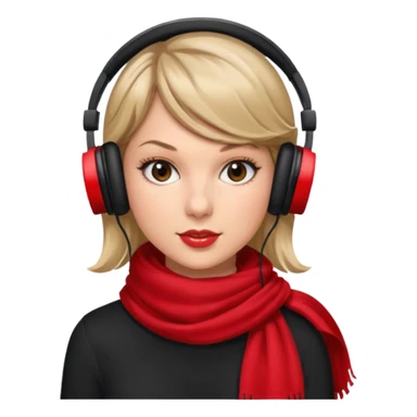 taylor swift with red scarf wearing headphones sticker