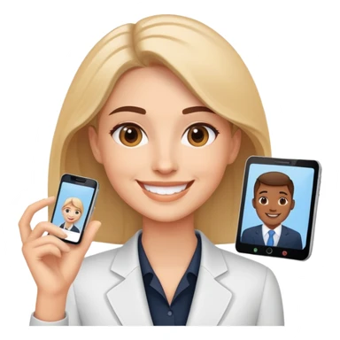 Professional salesperson smiling while on video call with client sticker