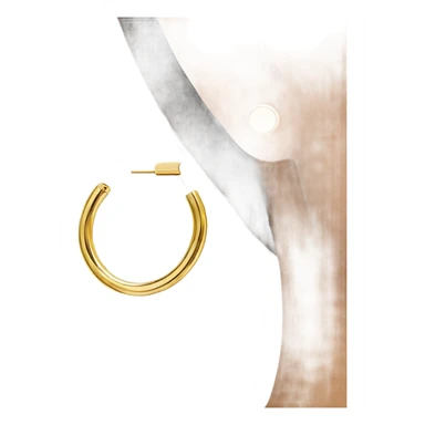 single minimal gold hoop Earrings closeup sticker