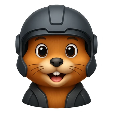 Create an apple emoji style gopher wearing a different style of helmet, with no background. sticker
