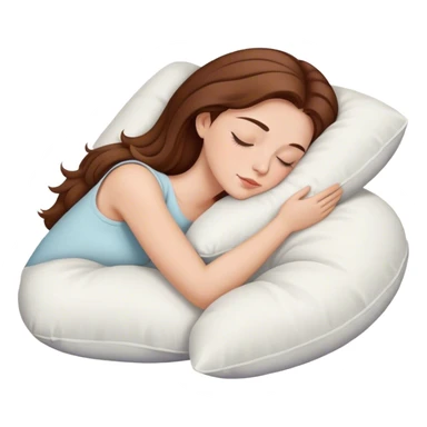 Lady with brown hair sleeping on 15 pillows sticker