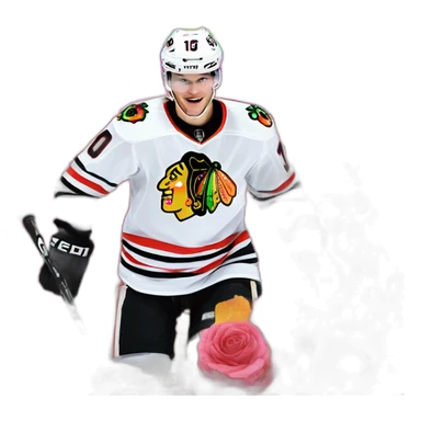 Jonathan Toews inside a rainbow sequin neon crystal with pastel roses sticker