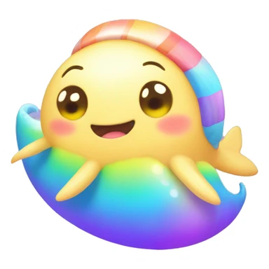Kawaii derpy fat rainbow sea creature being super cute   sticker