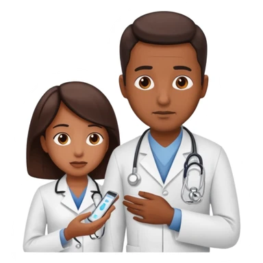 Doctor assessing patient’s pain level to appendicitis patient  sticker