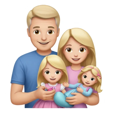 father and daughter playing with dolls sticker