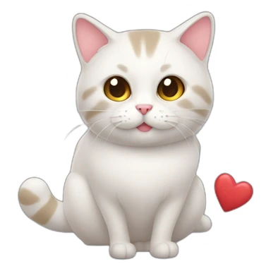 un chat qui tient un gros coeur sticker