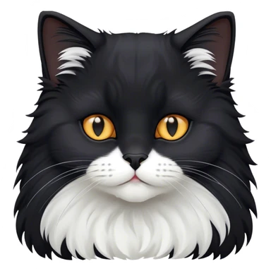 super fluffy black cat nose half white sticker