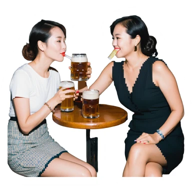 marion drinking beer with thai lady sticker
