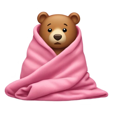 Pink bear in a cozy Pink blanket sticker