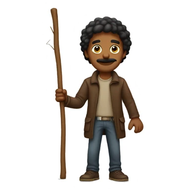 Brown man with a very long stick in his hand sticker
