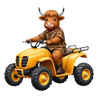 Highland cow riding a four wheeler  sticker