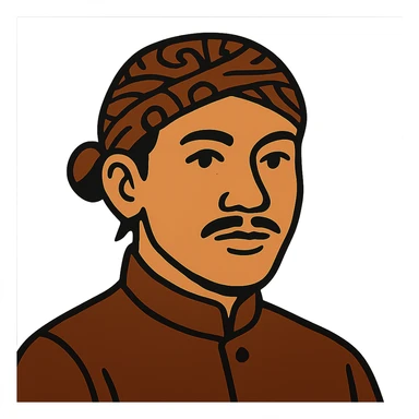 flat toon style bold lines portrait of a Javanese man wearing a blangkon sticker