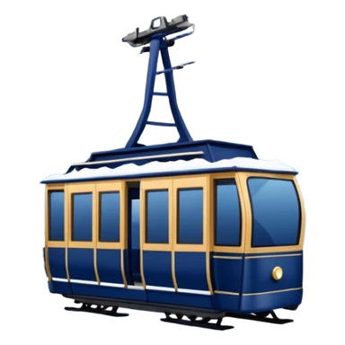 create a cablecar emoji in winter. make it navy dark blue. no yellow. and add the words in white: Lenk  sticker