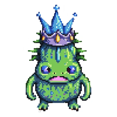 slime monster wearing a spiky crown sticker