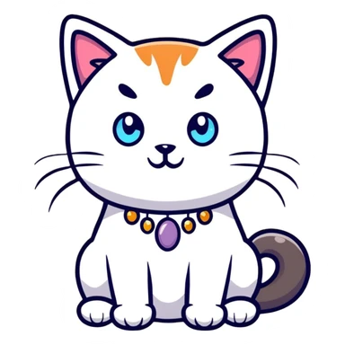 cartoon sticker of a cat with gemstone fur sticker