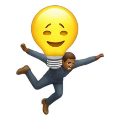 man flying with light bulb sticker