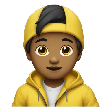 baby boy with black hair and yellow clothes. sticker