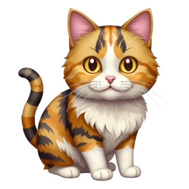 full body colourful light patched calico tabby cat with hazel eyes playing sticker