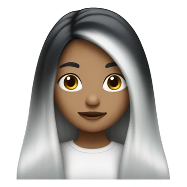 Girl with long black hair and white hair sticker