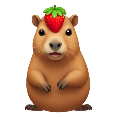 capybara wearing a strawberry sticker