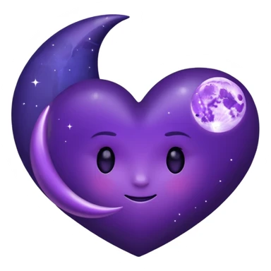 dark purple heart with a purple Moon sticker