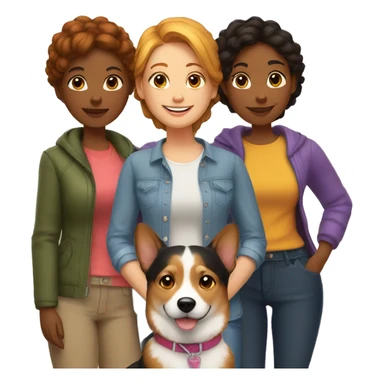 lesbian family with corgi dog sticker