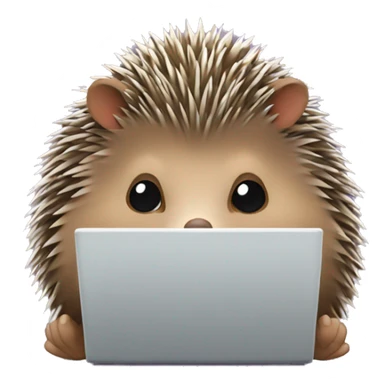 Cute hedgehog is sitting at his laptop sticker