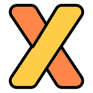 the letter X as a color outlined icon, playful and vibrant sticker