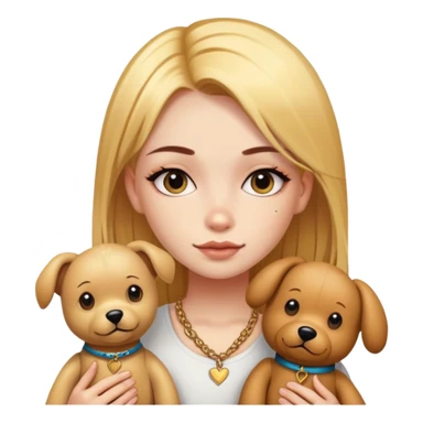 a  girl with glod  straight hair and tattoos and two teddy dogs sticker