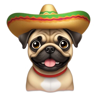Pug smiling with mexican hat sticker