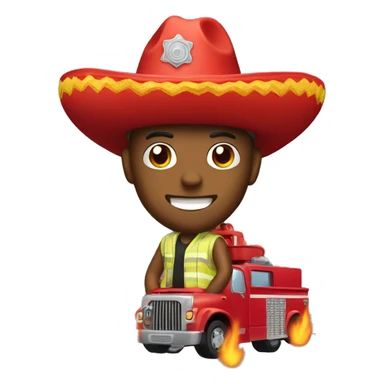 Man with sombrero driving fire truck  sticker
