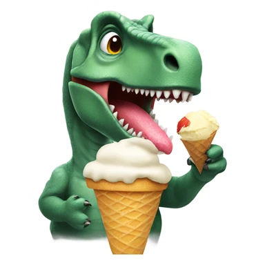 Dinosaur eating an ice cream sticker