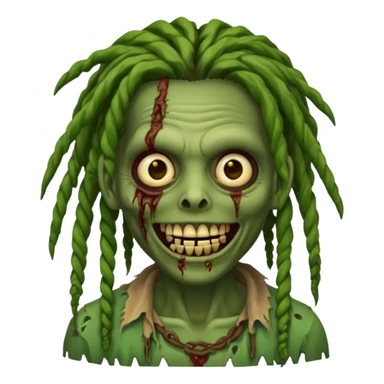 Make a image of a zombie with dreads make it like a emoticon sticker
