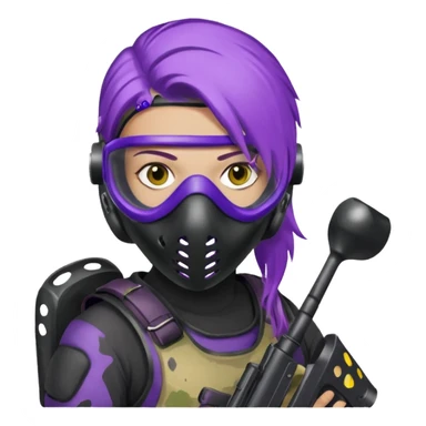 purple haired painitball player sticker