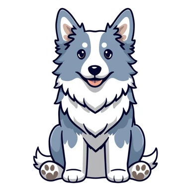 A merle border collie dog sitting, with blue and gray spotted coat, alert ears, and friendly expression sticker
