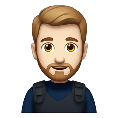 irish man blue eyes, brown short hair and short beard, wearing a smart navy blue jumper. full body. sticker