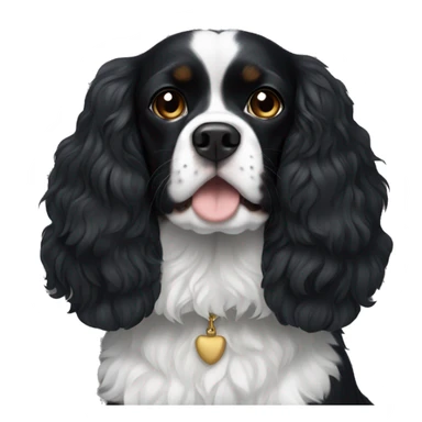 Small completely black king spaniel with black fur on his whole face and white stripe on chest sticker