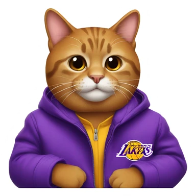 One cat use a coat to the lakers sticker