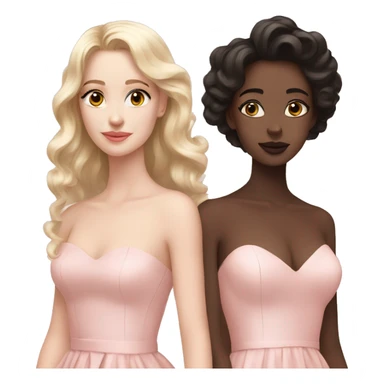 two women, pale pink gowns, beautiful, aesthetic sticker