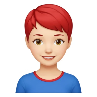 white girl pixie cut red and blue shirt sticker