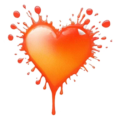 splattered paint heart glowing red-orange warmth sticker