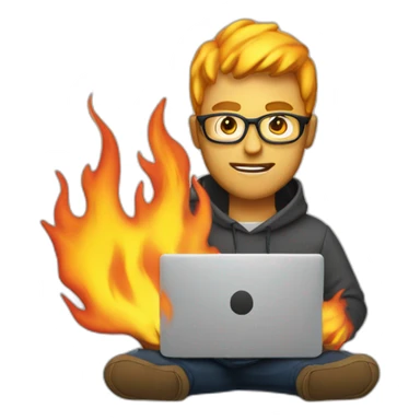 graphic designer with burning laptop sticker