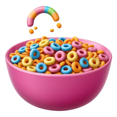 froot loops in a pink bowl, no spoon or milk sticker